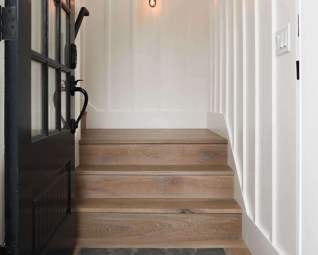 Stair treads in a farm house.