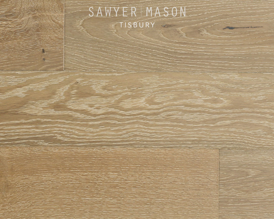 Light brown wire brushed floor with a white grain.