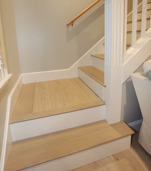 Matching Dune Stair Treads installed in Cozy Cottage Renovation