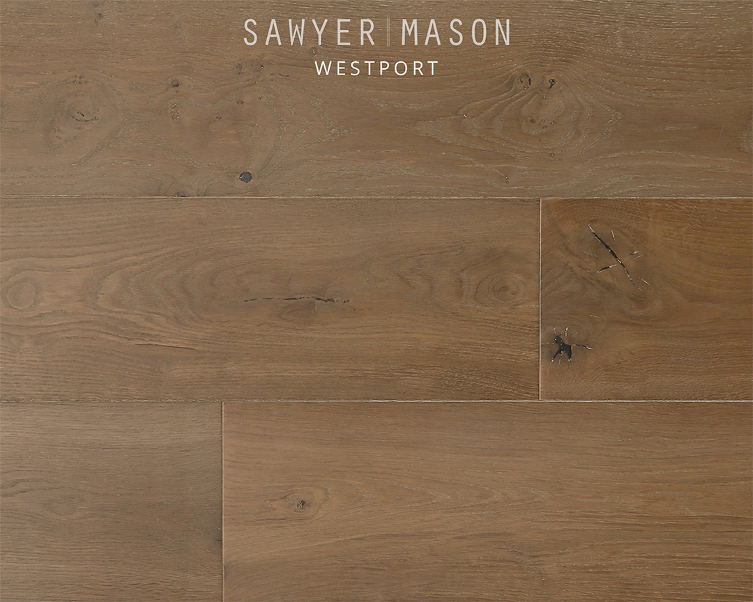 Brown wood floor with small knots.