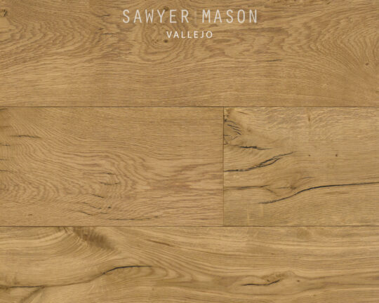 Honey brown rustic floor with filled knots and cracks.