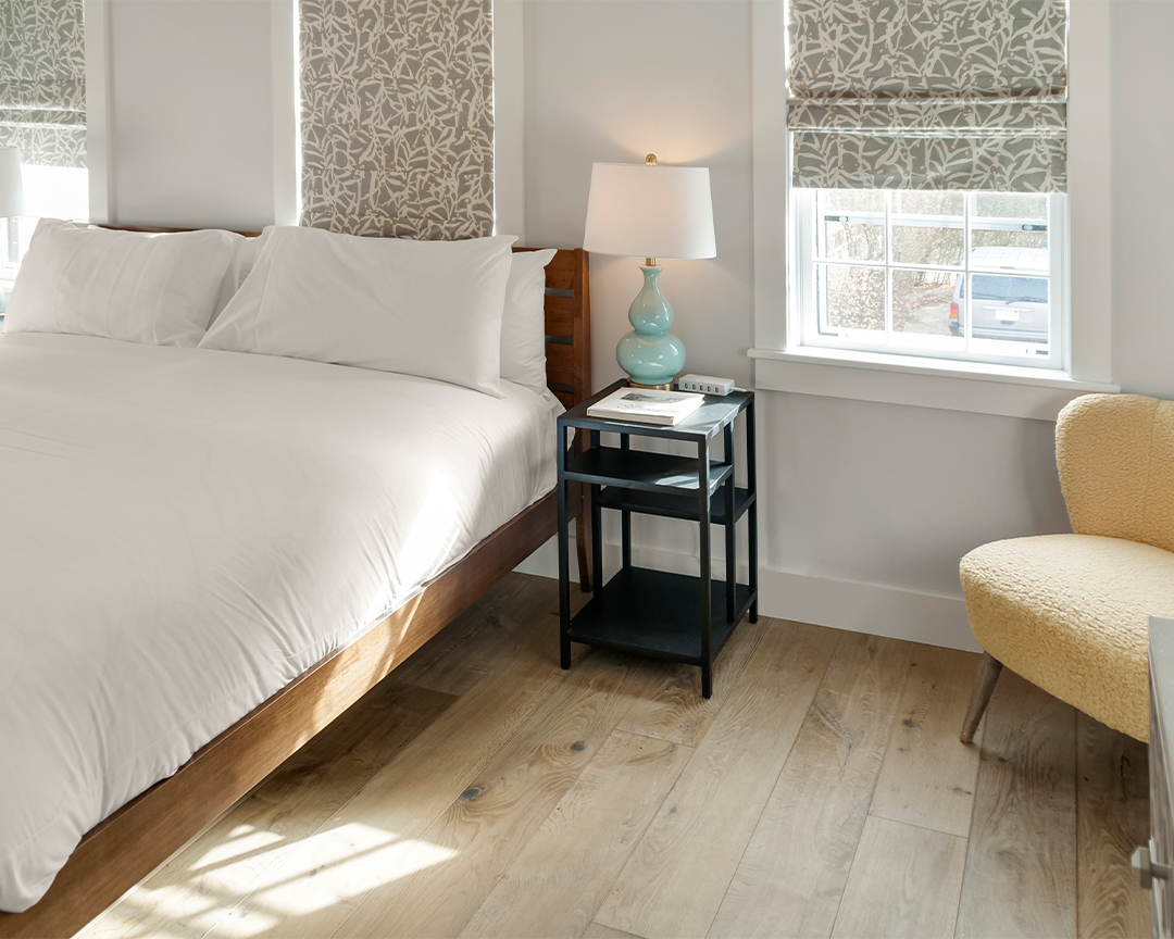 Engineered hardwood flooring in bedroom