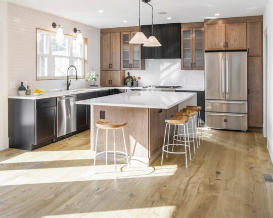 Modern hardwood floor in an elegant kitchen.