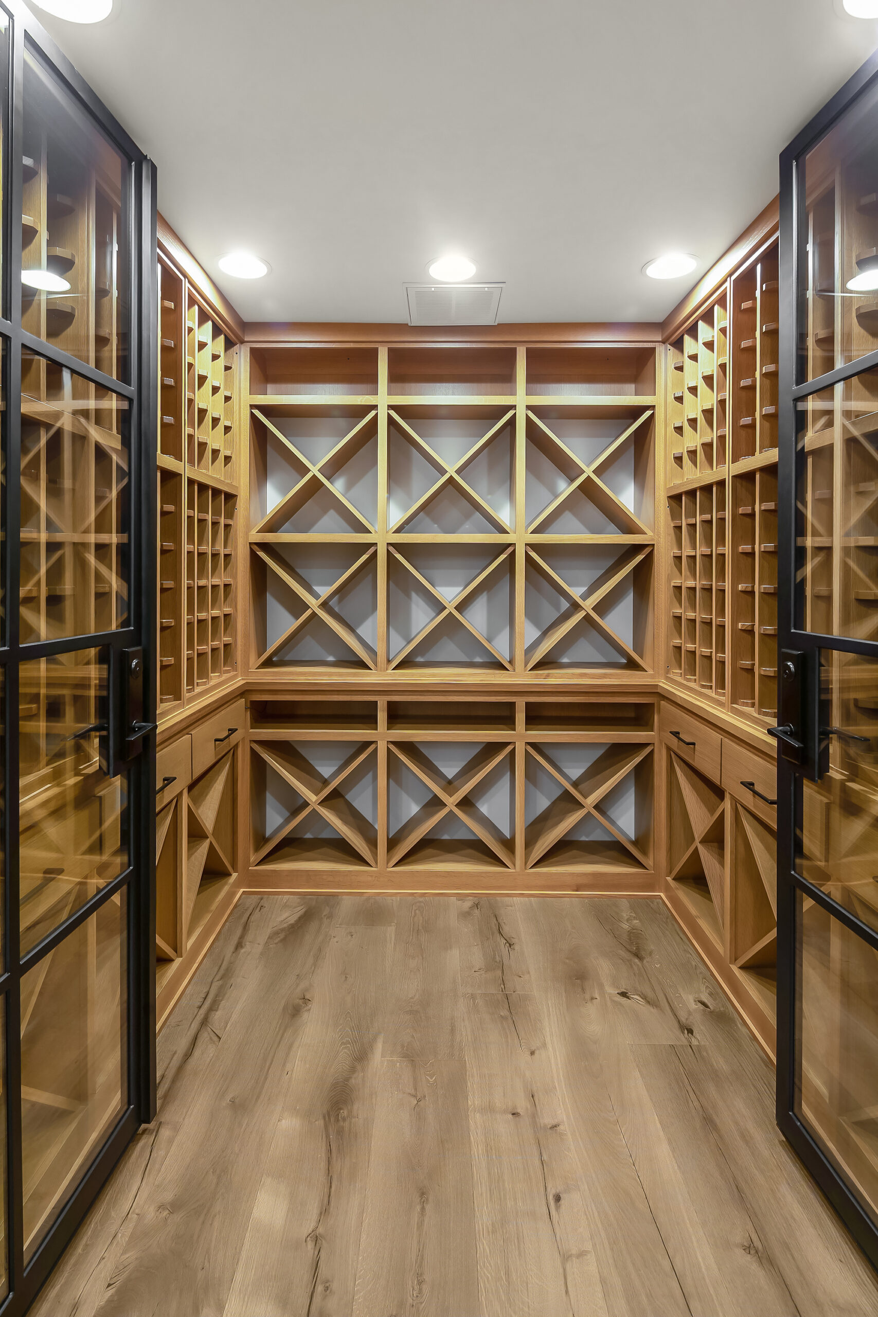 Wine cellar in rustic style home.