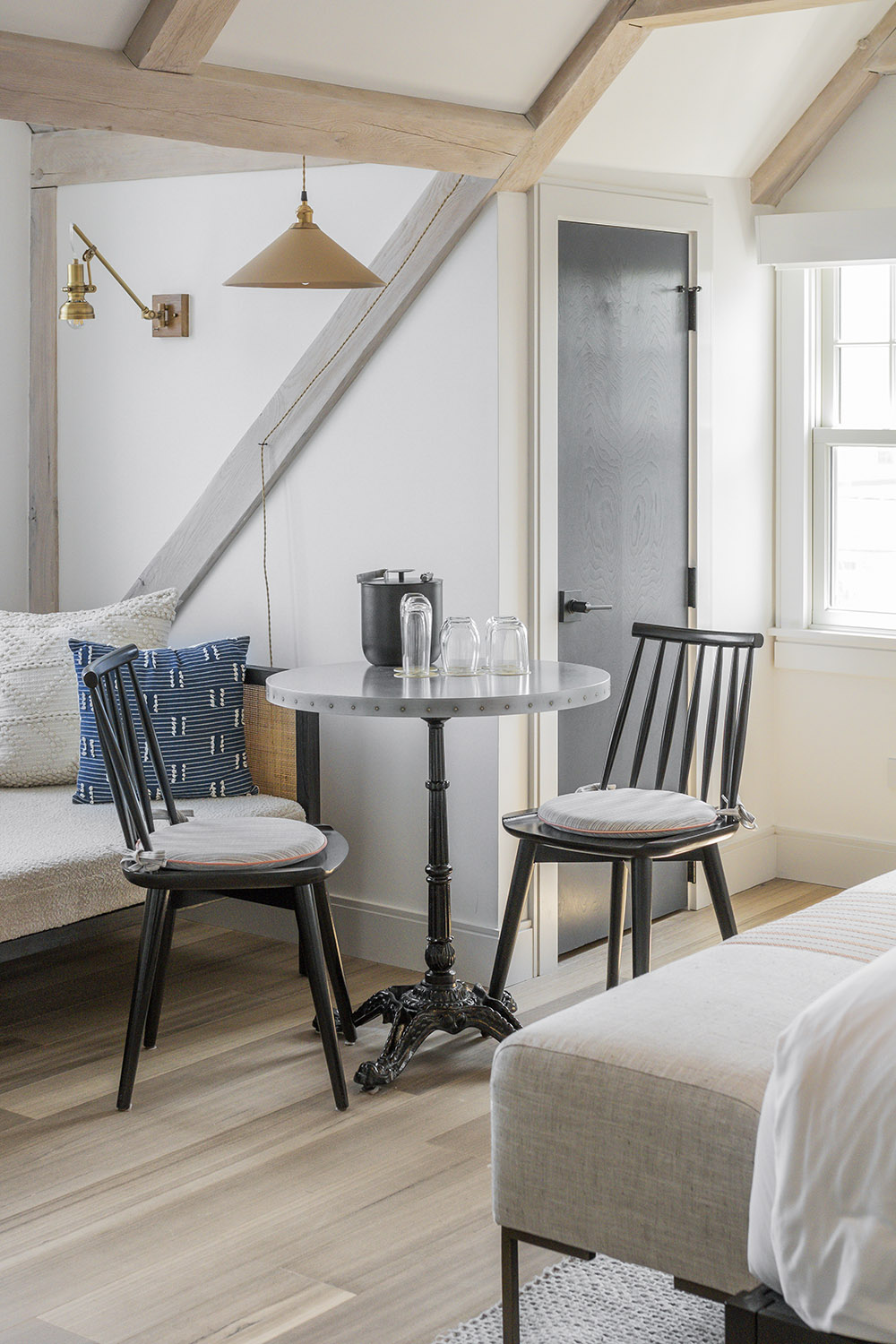 Sitting area in bedroom of coastal inn