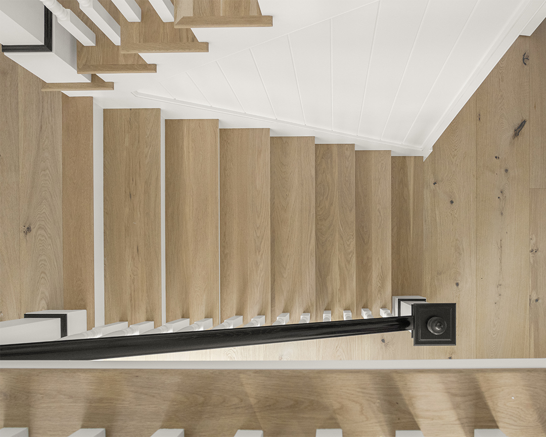 staircase design white walls wood floors